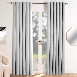 OHS Eyelet Geometric Embossed Blackout Curtains - Silver- &pound;16- W 117cm (46”) x D 137cm (54”)