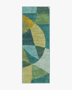 Ruggable - Jungalow Collection - Kayla Teal Green - 75 x 215 cm - Flatwoven £159, Tufted £189 (Aerial)- EMBARGOED UNTIL 2ND JULY 2026