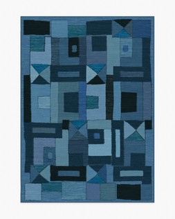 Ruggable - Jungalow Collection - Modra Indigo - 150 x 215 cm - Flatwoven £349, Tufted £479 (Aerial)EMBARGOED UNTIL 2ND JULY 2026EMBARGOED UNTIL 2ND JULY 2026