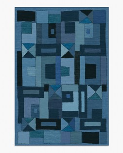 Ruggable - Jungalow Collection - Modra Indigo - 185 x 275 cm - Flatwoven £429, Tufted £599 (Aerial)EMBARGOED UNTIL 2ND JULY 2026EMBARGOED UNTIL 2ND JULY 2026