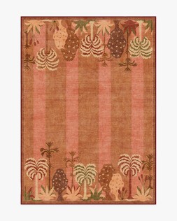 Ruggable - Jungalow Collection - Palmistry Pinstripe Warm Brown - 150 x 215 cm - Flatwoven £349, Tufted £479 (Aerial)- EMBARGOED UNTIL 2ND JULY 2026