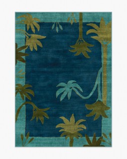 Ruggable - Jungalow Collection - Sabal Blue Teal - 150 x 215 cm - Flatwoven £349, Tufted £479 (Aerial)- EMBARGOED UNTIL 2ND JULY 2026