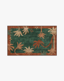 Ruggable - Jungalow Collection - Sabal Olive Amber - 90 x 150 cm - Flatwoven £179, Tufted £239 (Aerial)- EMBARGOED UNTIL 2ND JULY 2026