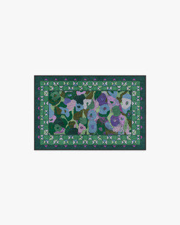 Ruggable - Jungalow Collection - Vera Green Plum - 60 x 90 cm - Flatwoven £99, Tufted £119 (Aerial)- EMBARGOED UNTIL 2ND JULY 2026