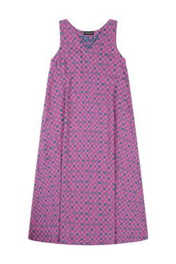 Easy-fit Organic Cotton Summer Dress in Fuchsia & Teal