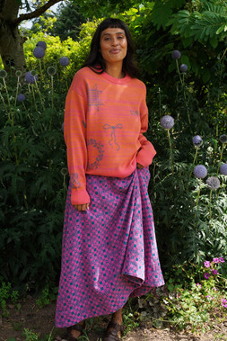 Cross Stitch Jumper in Fruit Salad & Teal