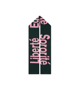 Liberté Égalité Sororité Scarf in Forest Green & French Rose £130