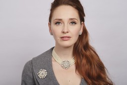 Audrey Hepburn style necklace £55 Brooch £32 and earrings £26 by Lovett & Co