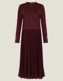 Archi Leopard Print Pleated Midi Dress Brown