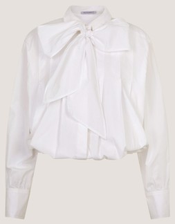 Nicole Detachable Bow Shirt White