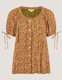 Harlowe Print Jersey Top Green