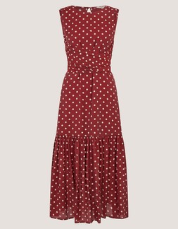 Claire Polka Dot Midi Dress Red