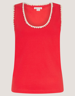 Teri Contrast Stitch Jersey Cami Top Red