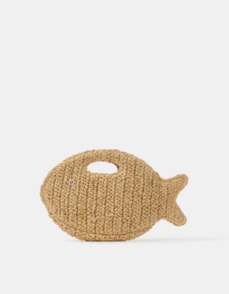 Fish Raffia Clutch Bag
