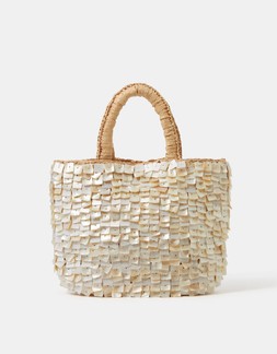 Mother of Pearl Raffia Handheld Bag