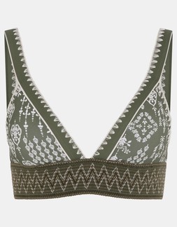 Floral Print Band Bikini Top Green