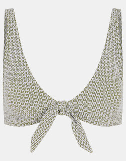 Geometric Textured Tie Bikini Top Green