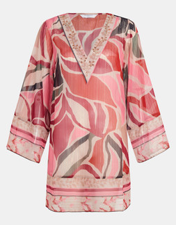 Abstract Chiffon Mini Kaftan Multi