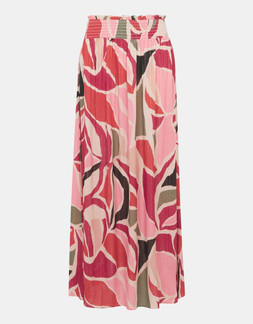 Abstract Print Smocked Maxi Skirt Multi