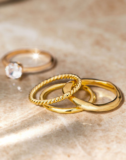 3-Pack 14ct Gold-Plated Mixed Rings Gold