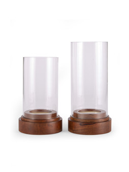 X0AS3 The Very Collection Set of 2 Wooden Glass Hurricane £40