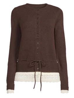 X1N5Q The Very Collection Crew Neck Drawstring Cardigan with Pointelle £35
