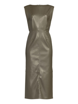 X1V7M The Very Collection Faux Leather Grown On Sleeve Midi Dress £50