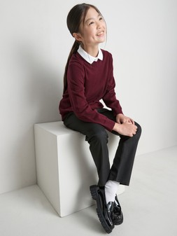 PRIMARK 2PK KNIT SCHOOL JUMPER, BURGUNDY, £8 (3)