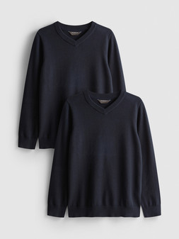 PRIMARK 2PK KNIT SCHOOL JUMPER, NAVY, £8 (2)