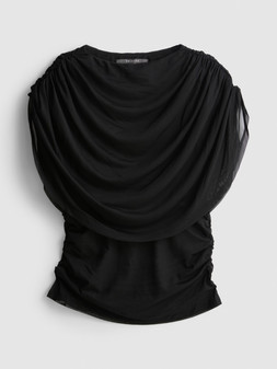 PRIMARK DRAPE MESH TOP BLACK £10 €12 €14 $16 RON60 PLN50 CZK310