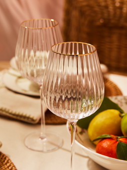 PRIMARK EDIT GOLD TRIM WINE GLASS CLEAR £7 €8 RON40 PLN34 CZK210