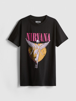 PRIMARK NIRVANA TEE BLACK £6 €7 NE€8 $10 RON34 PLN30 CZK180