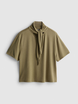 PRIMARK TIE NECK TEE KHAKI £10 €12 €14 $16 RON 60 PLN50 CZK310