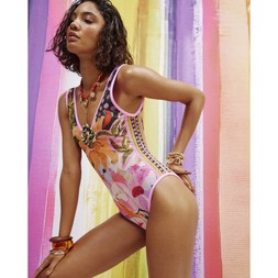 Pink Morgan Floral Trim Swimsuit