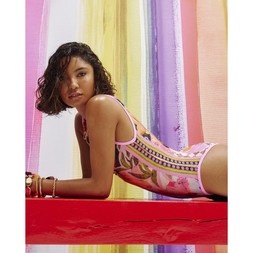 Pink Morgan Floral Trim Swimsuit