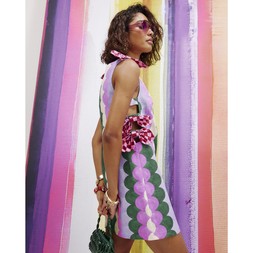 Multi Colour SL Bow Side Detail Mini Dress
