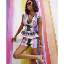 Multi Colour SS Printed Tie Detail Top