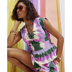 Multi Colour SS Printed Tie Detail Top