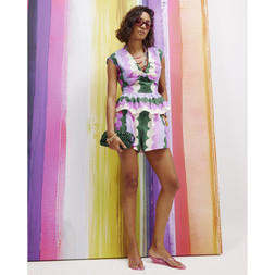 Multi Colour SS Printed Tie Detail Top