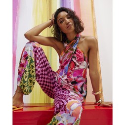 Pink Printed Halter Neck Top