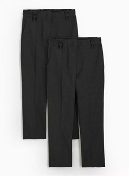 Tu- 2 Pack Girls Grey Trousers with Reinforced Knees & Extendable Hem2