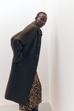 Tu-AW26-Model-42 - Khaki Longline Car Coat £55, Midi Tea Dress £24