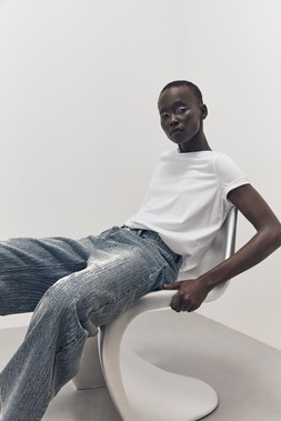 Tu-AW26-Model-53 - White Ultimate Regular T-Shirt, £8  & Mid Denim Embellished Jean, £35 