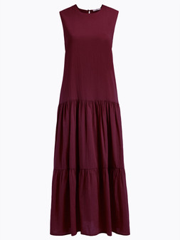 Tu Berry Red Drop Waist Tiered Voile Dress, £26