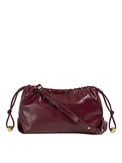 Tu Burgundy Crinkle Drawstring Gathered Cross‑Body Bag, £20