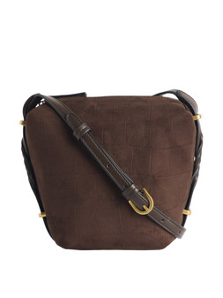 Tu Chocolate Croc Faux Suede Boxy Cross-Body Bag, £16