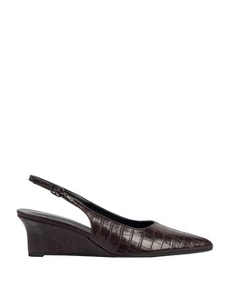Tu Dark Red Croc Wedge Slingback £22