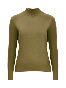 Tu Khaki Modal Rib Roll-Neck Top £10