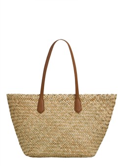 Tu Neutral Large Straw Shopper with Tan Handles, £24