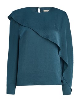 Tu Teal Satin Asymmetric Cape Blouse £18